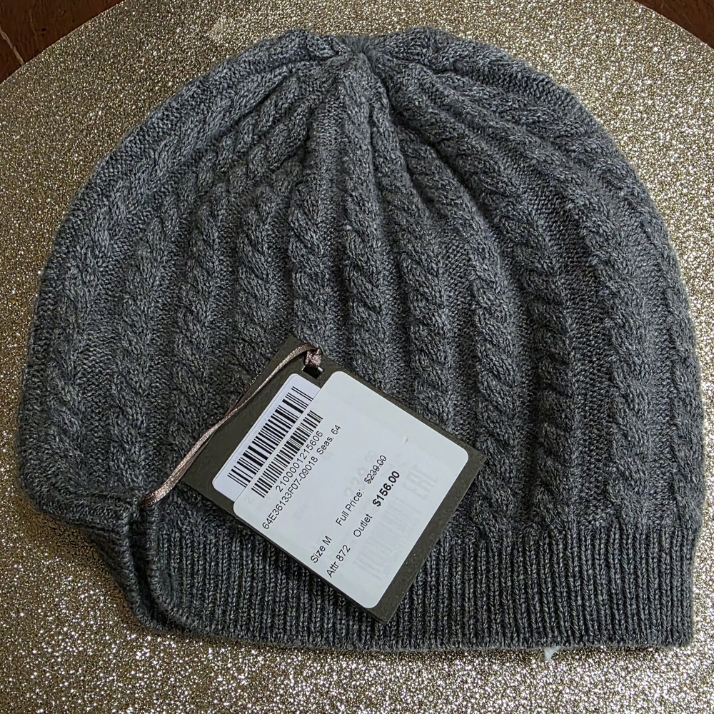 Peserico Charcoal Cable Knit Hat